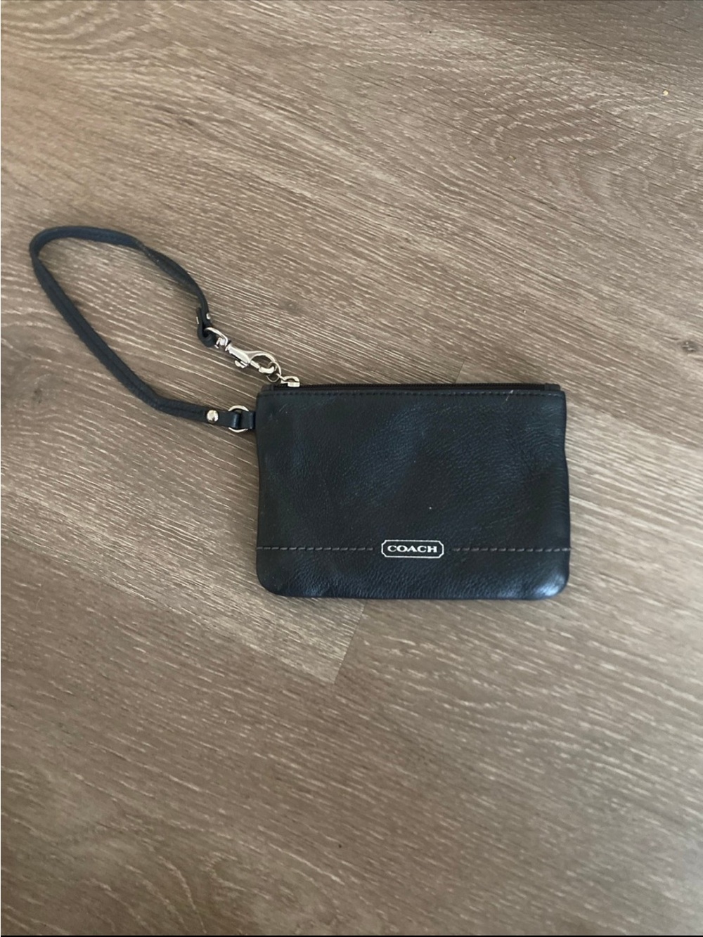 Coach Black Pebble Leather Wristlet